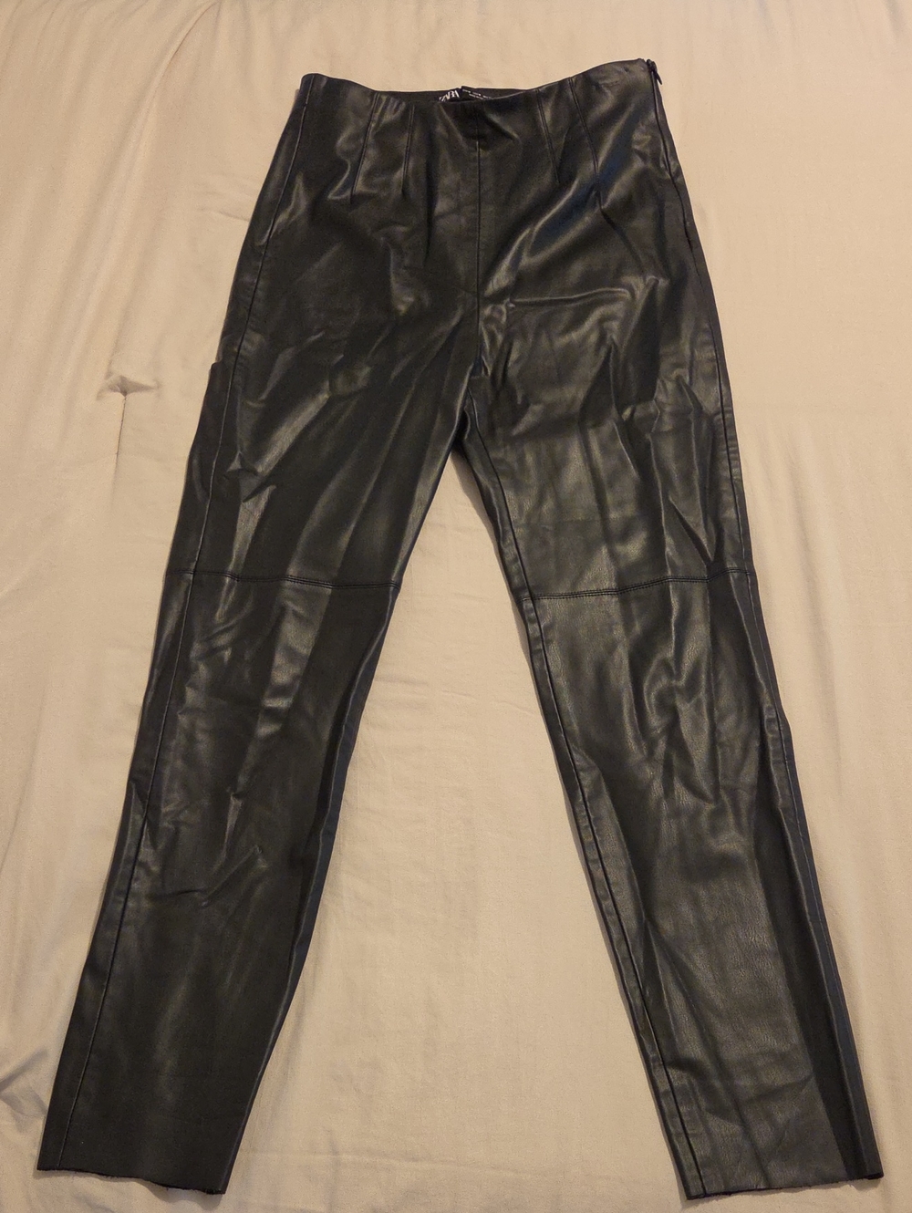 Women's Zara High-waisted Black Faux Leather Pants